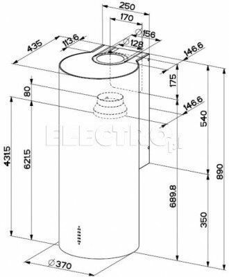 Витяжка FABER Cylindra EG8 X37 Inox 660 м&sup3;/год 67 дБ клас C 713203 фото