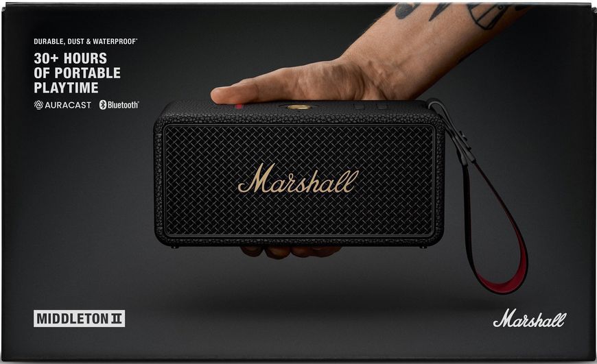 Портативна колонка MARSHALL Middleton II, акумулятор 30 год, зарядка пристроїв, IP67, звук 360&deg;, мікрофон, додаток, чорно-мідний 2085100 фото