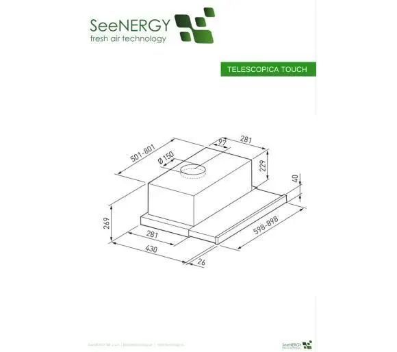 Витяжка Телескопічна SeeNERGY Telescopica Touch 90 White 010784 фото