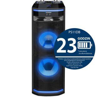 Power Audio BLAUPUNKT PS11DB, 1200 Вт, Bluetooth, батарея 23 години, два бездротових мікрофони в комплекті, тюнер FM 259238 фото