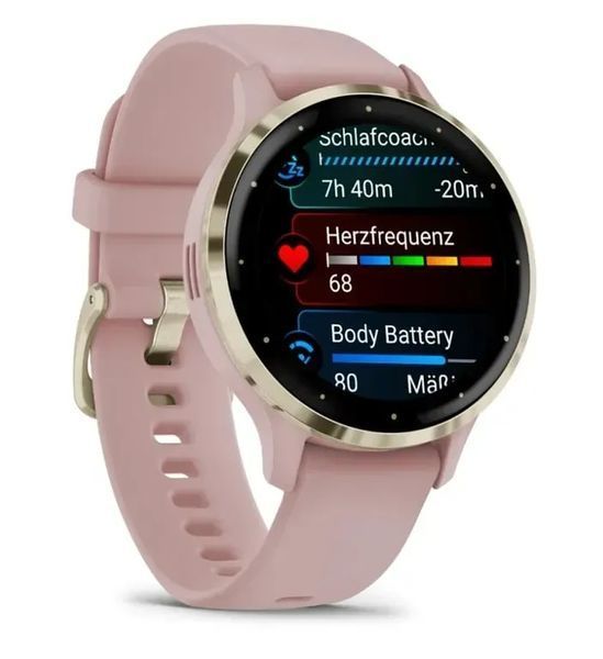 Смарт-годинник Garmin Venu 3S Soft Gold S. Steel Bezel w. Dust Rose Case and S. Band (010-02785-03/53) 613089 фото