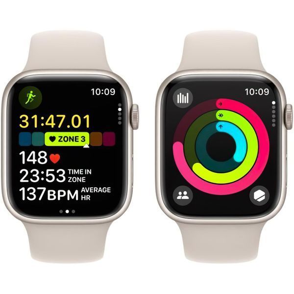 Смарт-годинник Apple Watch Series 9 GPS 41mm Starlight Aluminum Case w. Starlight Sport Band - S/M (MR8T3) 035023 фото