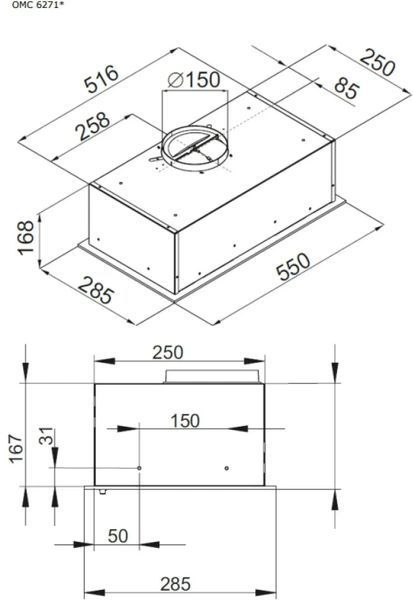 Вытяжка встроенная Amica OMC6274B Studio Black 603809 фото