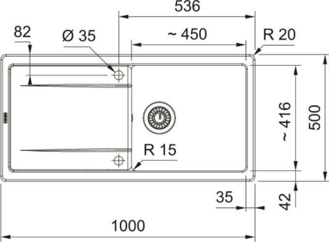 Мийка одночашева з крилом FRANKE MarisX MXK 611-100 124.0745.403 Чорний матовий 50x100 2125180 фото