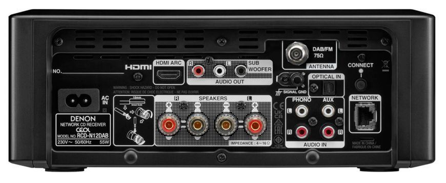 Стереопідсилювач DENON RCD-N12 DAB Чорний, HDMI ARC, CD-програвач, Тюнер AM/FM/DAB/DAB+, BT, Wi-Fi, AirPlay2, Multiroom HEOS 594531 фото