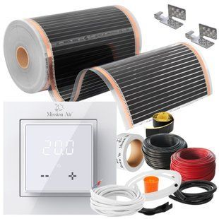 Пленка греющая инфракрасная MISSION AIR 160 Вт/м&sup2; Black Silver PTC 24 м&sup2; (48 м x 50 см) + регулятор Aries LCD Белый e2257520 фото