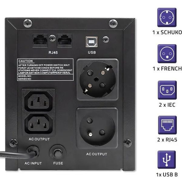 Лінійно-інтерактивний ДБЖ Qoltec Monolith 2000VA 1200W (53777) 022620 фото