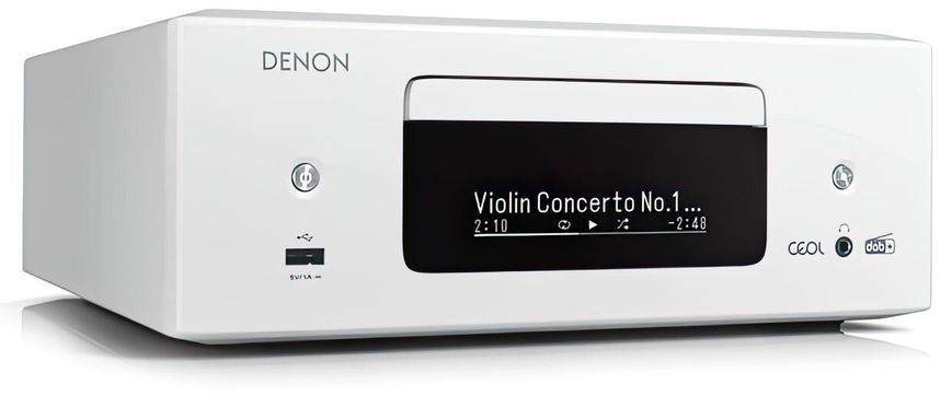 Стереопідсилювач DENON RCD-N12 DAB Білий, HDMI ARC, CD-програвач, Тюнер AM/FM/DAB/DAB+, BT, Wi-Fi, AirPlay2, Multiroom HEOS 594533 фото