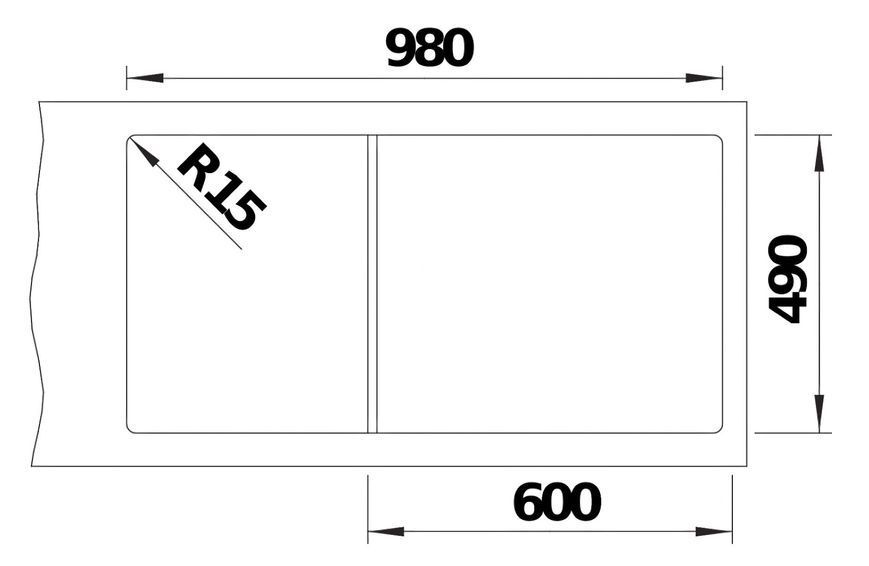 Мийка одночашова з крилом BLANCO Etagon XL 6 S 528092 Чорний 51 x 100 e2582749 фото