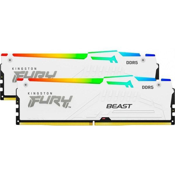 Память для настольных компьютеров Kingston FURY 64GB (2x32GB) DDR5 5600MHz Beast White RGB (KF556C40BWAK2-64) 033840 фото