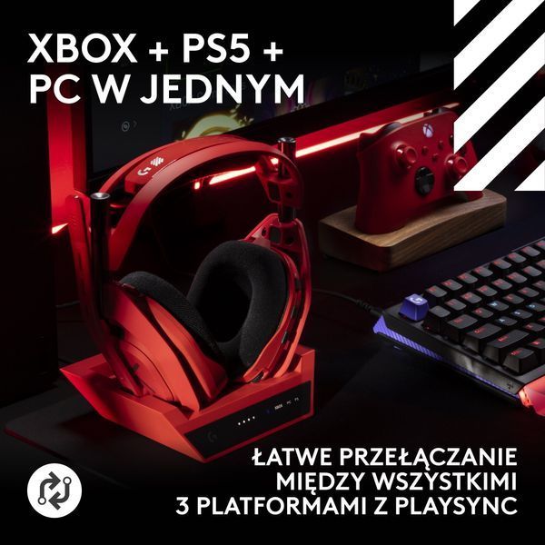 Наушники LOGITECH A50X Lightspeed Беспроводные, Накладные Красный 2150714 фото