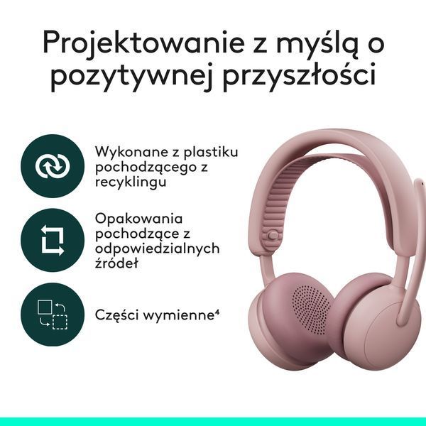 Наушники LOGITECH Zone Wireless 2 ES Беспроводные, Накладные, ANC Розовый 2109845 фото