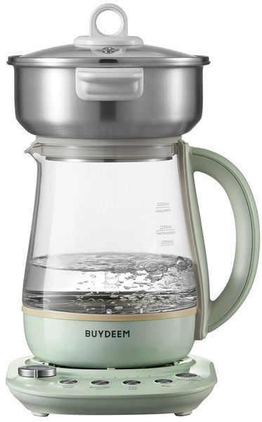 Чайник BUYDEEM K1594T з функцією пароварки, регулюванням температури та заварником М'ятний 2067893 фото
