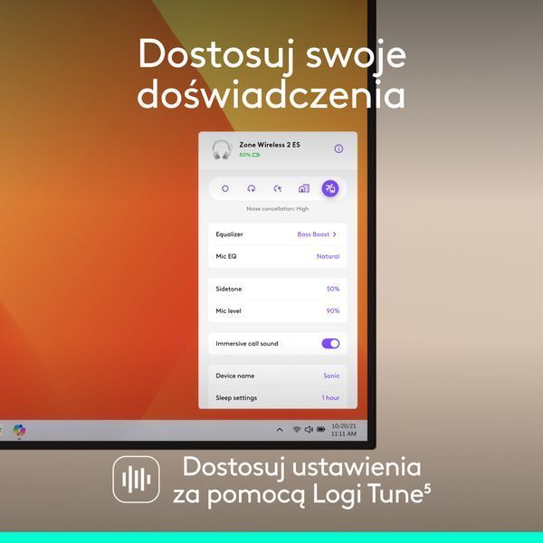 Навушники LOGITECH Zone Wireless 2 ES Бездротові, Накладні, ANC Білий 2109844 фото