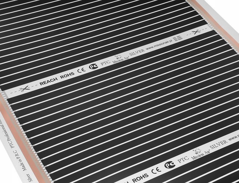 Плівка гріюча інфрачервона MISSION AIR Black Silver PTC 160 Вт/м&sup2; 7 м&sup2; шир. 100 см + регулятор Libra Білий WiFi e2065811 фото