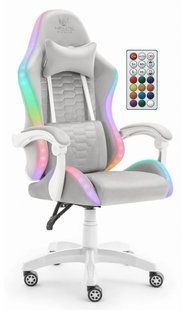 Игровое кресло HELL'S CHAIR HC-1000 LED RGB Серо-белое 1287337 фото
