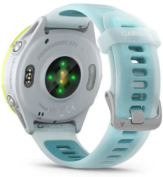 Смарт-годинник Garmin Forerunner 570 47mm Amp Yellow Aluminum w. Translucent Whitestone/Turquoise Band (010-02971-01) 614367 фото