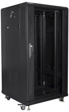 Шафа RACK LANBERG 19" 22U FF01-6622-12B 600 x 600 мм, стояча, чорна 470951 фото