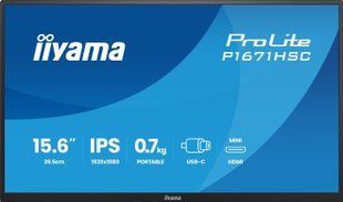 Монітор IIYAMA ProLite P1671HSC-B1 15.6" 1920x1080 IPS 3 мс [GTG] 2097050 фото