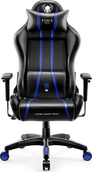 Комп'ютерне крісло для геймера Diablo Chairs X-One 2,0 Normal Size Black/Blue 312204 фото