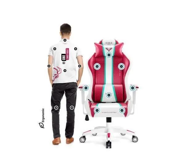 Комп'ютерне крісло для геймера Diablo Chairs X-One 2,0 Normal Size (White-Red) 018954 фото