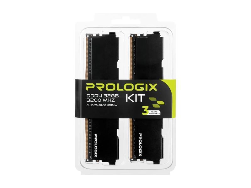 Пам'ять для настільних комп'ютерів Prologix 32 GB (2x16GB) DDR4 3200 MHz Black (PRO32GB3200B4K) 579683ua фото