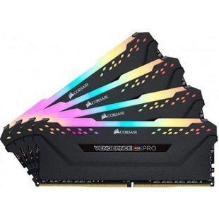 Пам'ять для настільних комп'ютерів Corsair 32 GB (4x8GB) DDR4 3600 MHz Vengeance RGB Pro Black (CMW32GX4M4D3600C18) 027624 фото
