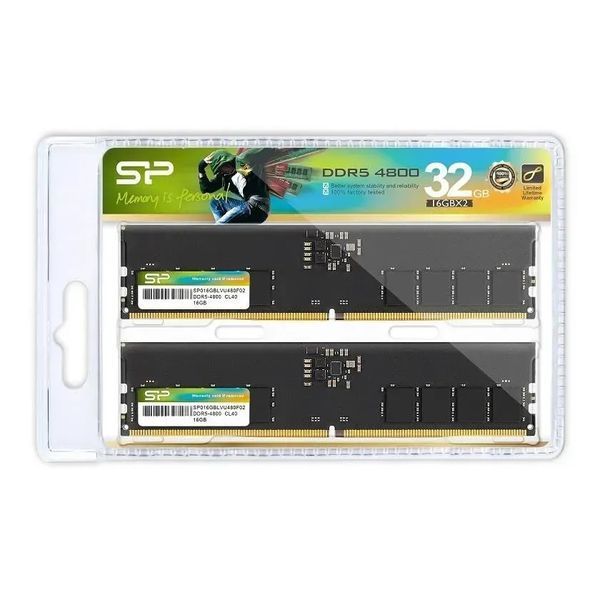 Память для настольных компьютеров Silicon Power 32 GB (2x16GB) DDR5 4800 MHz (SP032GBLVU480F22) 505571 фото