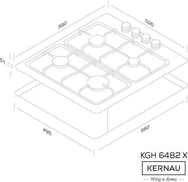 Варочная поверхность газовая Kernau KGH 6482 X 342344ua фото