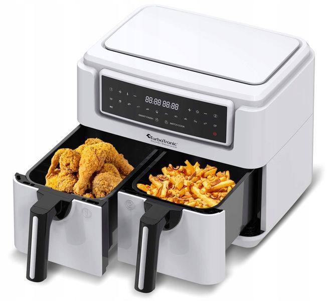 Фритюрница без масла Air Fryer TURBOTRONIC TT-AF118 Белый 7.26 л с двойной корзиной 2005370 фото