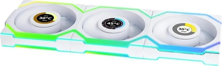 Вентилятор Lian Li Uni Fan SL Wireless LCD 120 Reverse Blade White 3-pack (12RSLLCD1W3W) 550324 фото