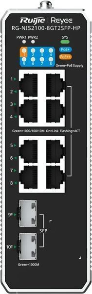 Комутатор керований Ruijie Reyee RG-NIS2100-8GT2SFP-HP 593363 фото