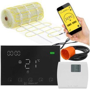 Нагревательный мат под плитку MISSION AIR MA-160W/м&sup2; 14 м&sup2; (28 м x 50 см) + регулятор Gemini Черный WiFi e2065677 фото