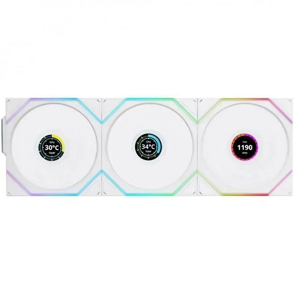 Вентилятор Lian Li Uni Fan TL120 LCD Wireless 3-pack White (12RTLLCD1W3W) 585371 фото