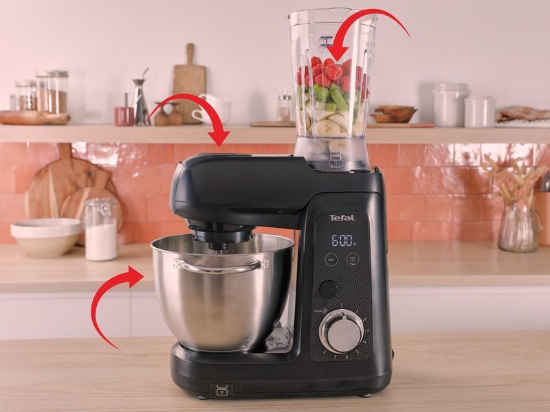 Планетарный кухонный комбайн TEFAL Bake Partner Pro QB5458F0 1100 Вт с мясорубкой, стационарным блендером и овощерезкой 2102795 фото