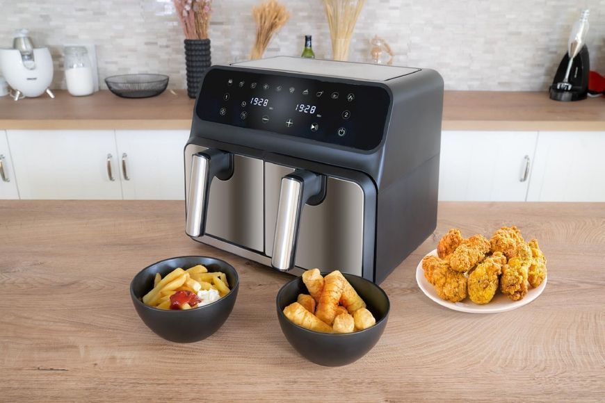 Фритюрница без масла Air Fryer UNOLD 58685 с двойной корзиной Черно-серебристый 528408 фото