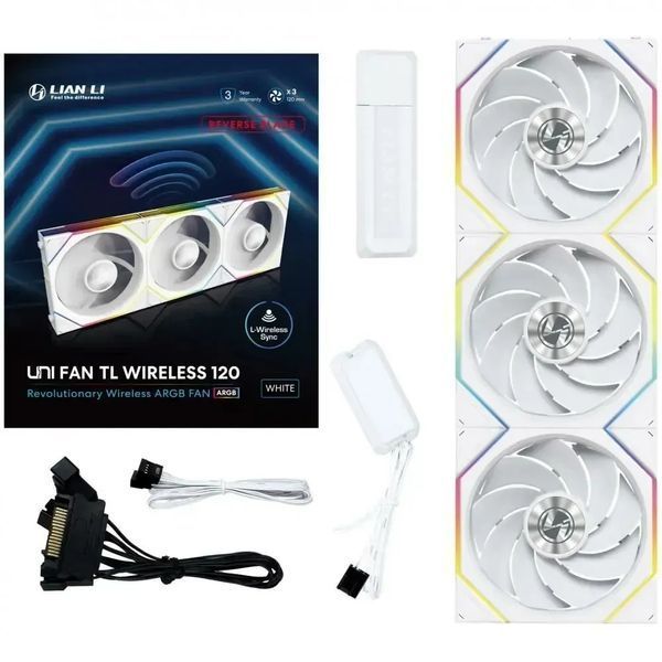 Вентилятор Lian Li Uni Fan TL120 Reverse Blade Wireless 3-pack White (12RTL1W3W) 585373 фото