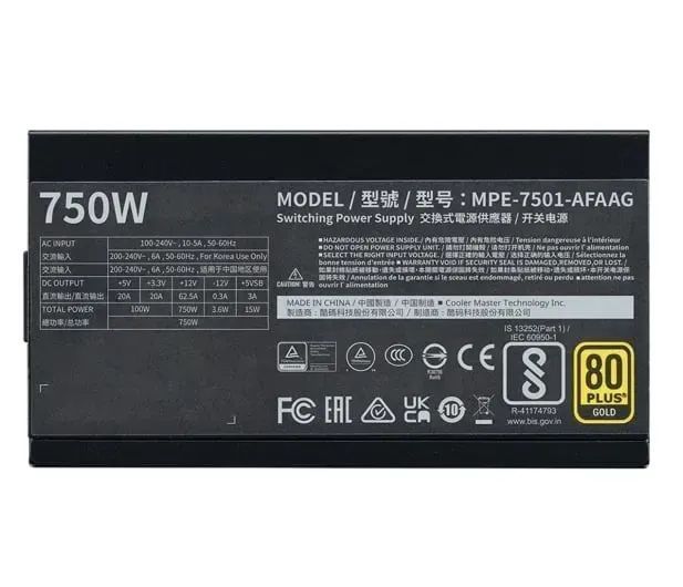 Блок живлення Cooler Master MWE Gold V2 750W (MPE-7501-AFAAG-3E) 614860 фото