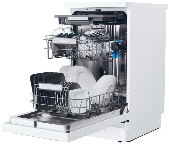 Посудомийна машина HAIER I-Pro Shine 5 Slim XF1C3TB1FW AI Smart, Auto Door - автоматичне відкривання дверцят, третя шухляда, hOn 2058833 фото