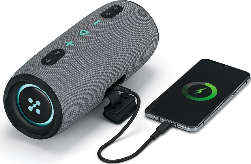 Мобільна колонка XMUSIC BTS860 Bluetooth, потужність 40 Вт, IP66, акумулятор 5000 мАг, радіо FM, сіра 2086337 фото