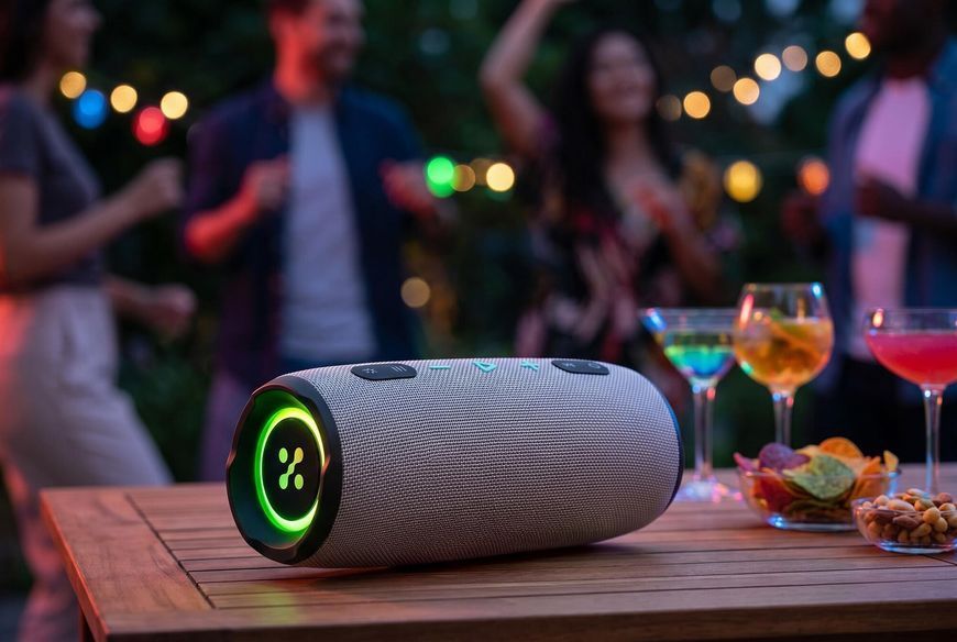 Мобільна колонка XMUSIC BTS860 Bluetooth, потужність 40 Вт, IP66, акумулятор 5000 мАг, радіо FM, сіра 2086337 фото