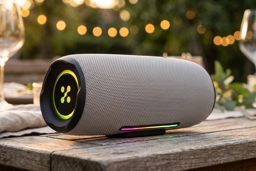 Мобільна колонка XMUSIC BTS860 Bluetooth, потужність 40 Вт, IP66, акумулятор 5000 мАг, радіо FM, сіра 2086337 фото