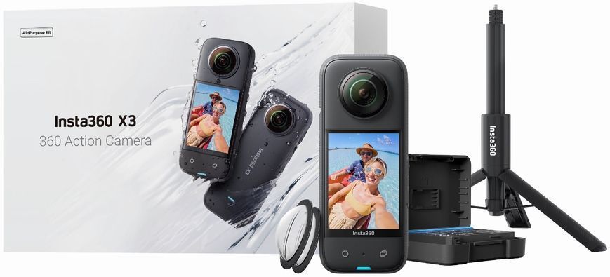 Сферична камера 360 INSTA360 X3 ALL-PURPOSE KIT, відео 5.7K 24 FPS, Wi-Fi, Bluetooth 576839 фото