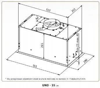 Витяжка вбудована Ciarko Uno 55 Black 603830 фото