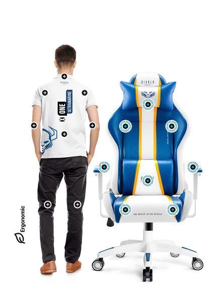 Игровое кресло DIABLO CHAIRS X-One 2.0 King Size Бело-синий 457018 фото