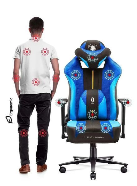Комп'ютерне крісло для геймера Diablo Chairs X-Player 2,0 Normal Size Black/Blue 019375 фото