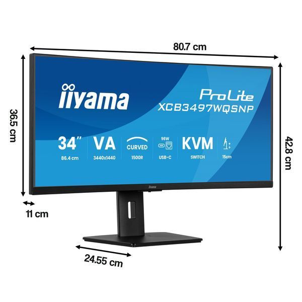 Монитор IIYAMA ProLite XCB3497WQSNP-B1 34" 3440x1440px 120Hz 0.4 ms [MPRT] Изогнутый + Norton Small Business 2127048 фото