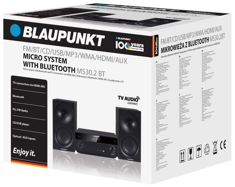 Вежа BLAUPUNKT MS30.2BT чорна, HDMI ARC, відтворення CD/-R/-RW, Bluetooth, тюнер FM з цифровим синтезом PLL, вхід USB 2022127 фото