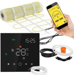 Греющий мат под плитку MISSION AIR MA-160W/м 16 м&sup2; (32м x 50см) + регулятор Leo Черный WiFi e2066360 фото