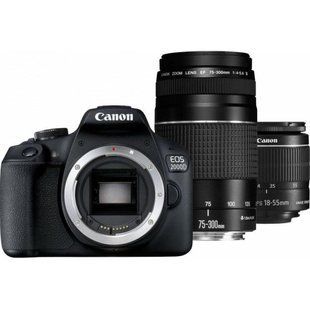 Зеркальный фотоаппарат Canon EOS 2000D kit (18-55 + 75-300) (2728C021) 014537 фото